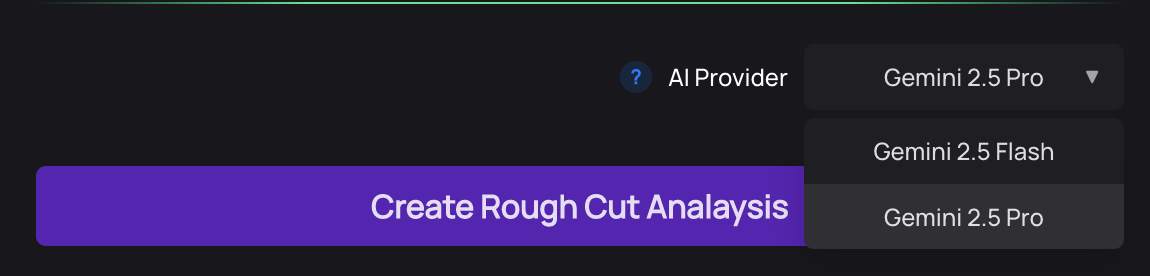 Gemini AI Models selection interface in Adobe Premiere Pro